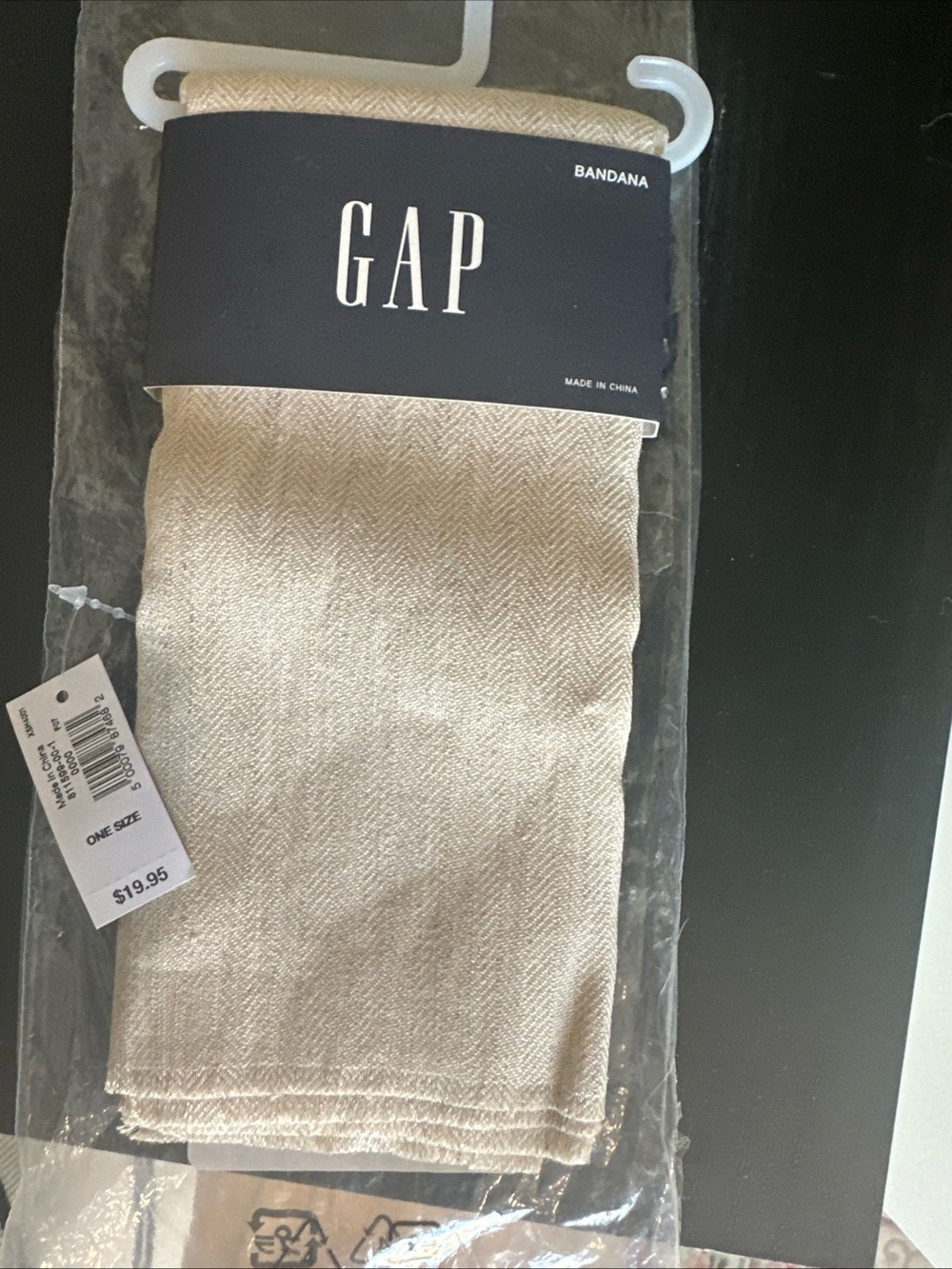 GAP Cream Herringbone Linen  Bandana Scarf